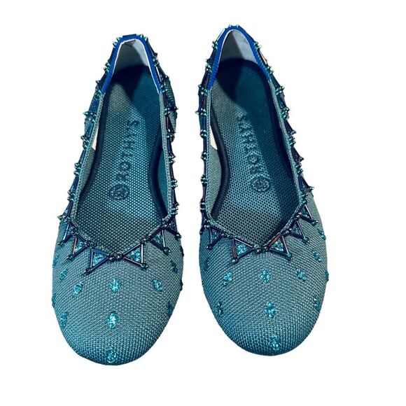Rothy's Shoes - Rothy’s Custom Green Spruce Embellished Beaded Sz 8